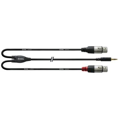 Cordial CFY 1.8 WFF Y-Adapter 1,8m fekete 3,5mm Jack apa - 2x XLR anya kábel