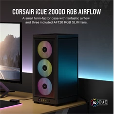 Corsair 2000D RGB AIRFLOW fekete (táp nélküli) ablakos mini-ITX ház