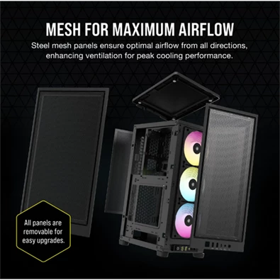Corsair 2000D RGB AIRFLOW fekete (táp nélküli) ablakos mini-ITX ház