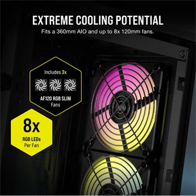Corsair 2000D RGB AIRFLOW fekete (táp nélküli) ablakos mini-ITX ház