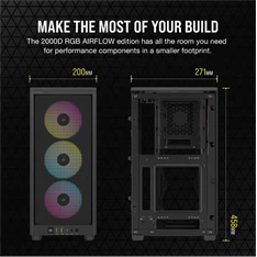 Corsair 2000D RGB AIRFLOW fekete (táp nélküli) ablakos mini-ITX ház