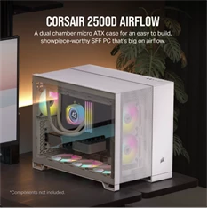 Corsair 2500D AIRFLOW fehér (táp nélküli) ablakos mATX ház