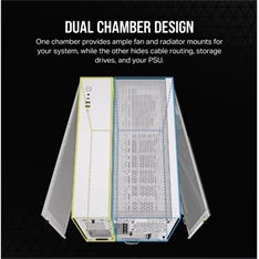 Corsair 2500D AIRFLOW fehér (táp nélküli) ablakos mATX ház