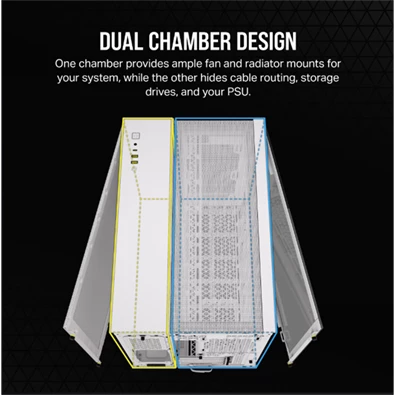 Corsair 2500D AIRFLOW fehér (táp nélküli) ablakos mATX ház