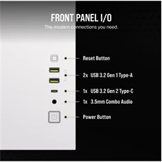 Corsair 2500D AIRFLOW fehér (táp nélküli) ablakos mATX ház