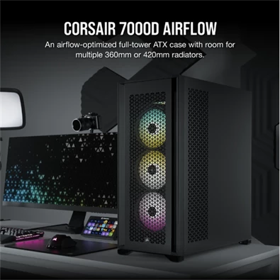 Corsair 7000D AIRFLOW fekete (táp nélküli) ablakos mATX ház