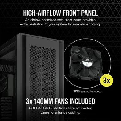 Corsair 7000D AIRFLOW fekete (táp nélküli) ablakos mATX ház