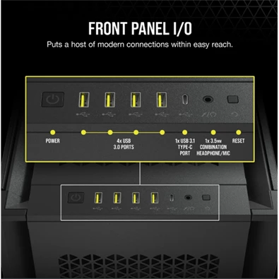 Corsair 7000D AIRFLOW fekete (táp nélküli) ablakos mATX ház
