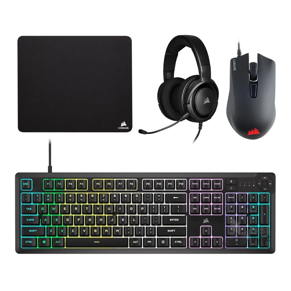 Corsair CH-9226F65-NA 4in1 vezetékes fekete gamer billentyűzet + egér + fejhallgató + egérpad