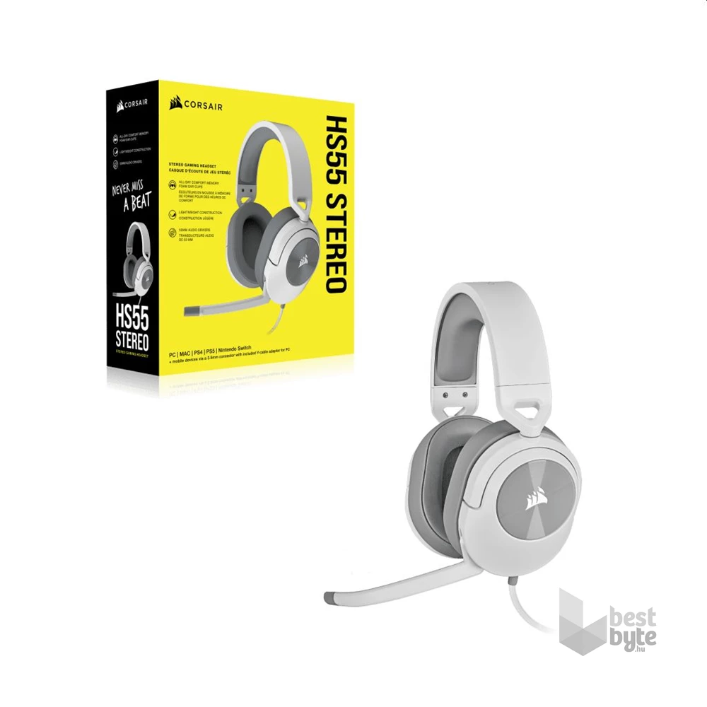Corsair HS55 Stereo fehér gamer headset