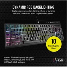 Corsair K55 RGB PRO XT US vezetékes fekete gamer billentyűzet
