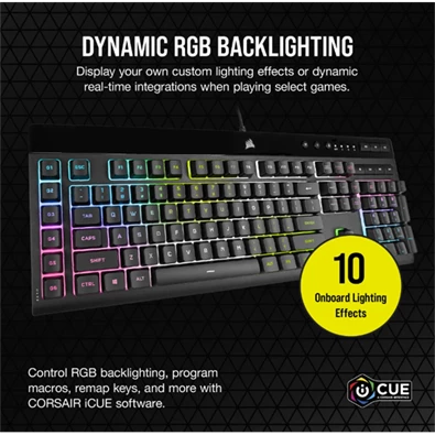 Corsair K55 RGB PRO XT US vezetékes fekete gamer billentyűzet