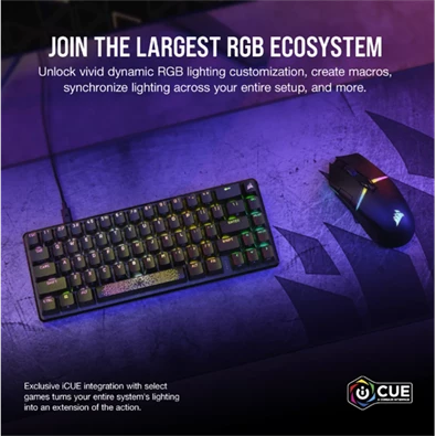 Corsair K65 PRO MINI RGB 65% vezetékes optikai-mechanikus szürke gamer billentyűzet