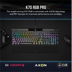 Corsair K70 RGB PRO CHERRY MX Red switch US vezetékes mechanikus szürke gamer billentyűzet