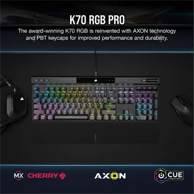 Corsair K70 RGB PRO CHERRY MX Red switch US vezetékes mechanikus szürke gamer billentyűzet