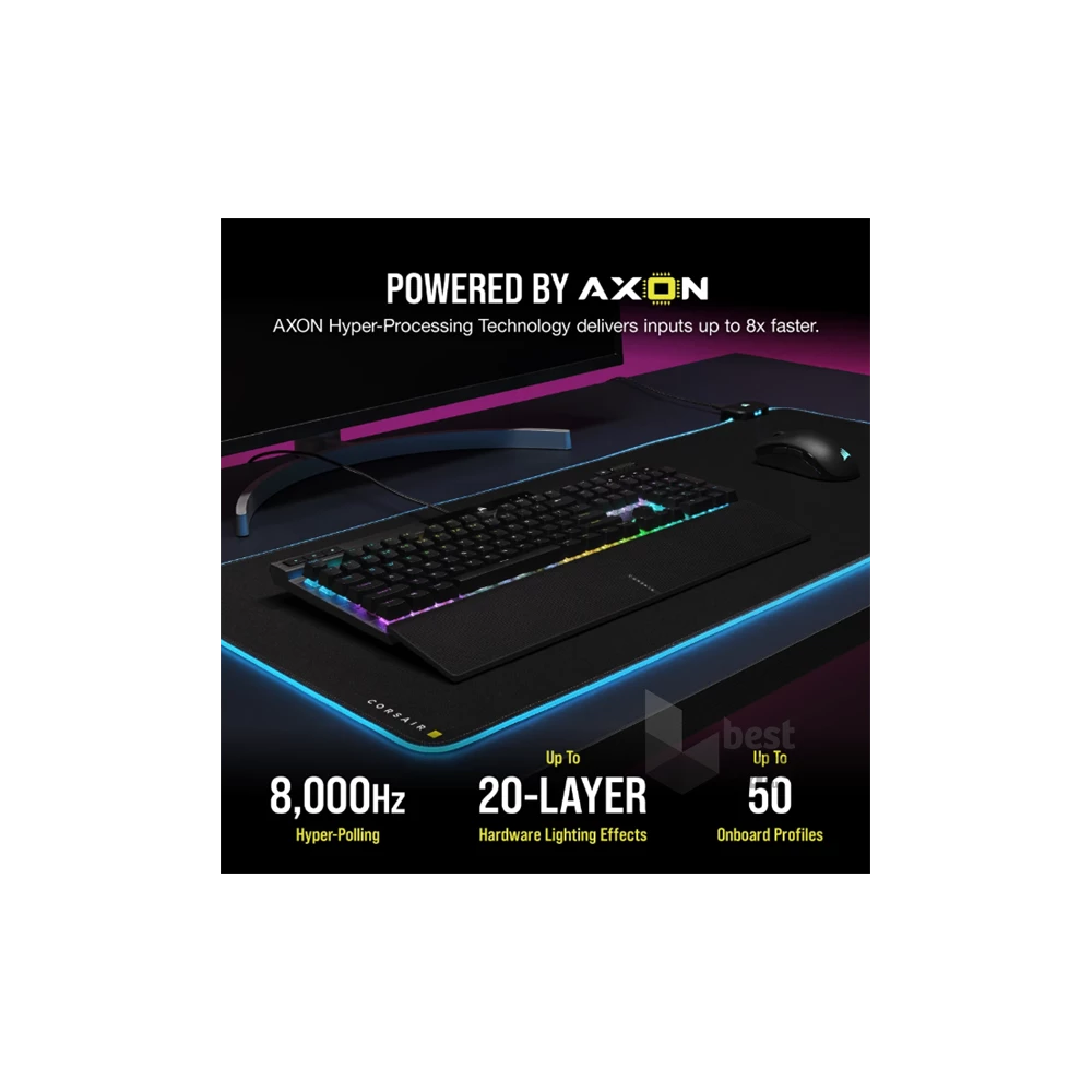 Corsair K70 RGB PRO CHERRY MX Red switch US vezetékes mechanikus szürke gamer billentyűzet
