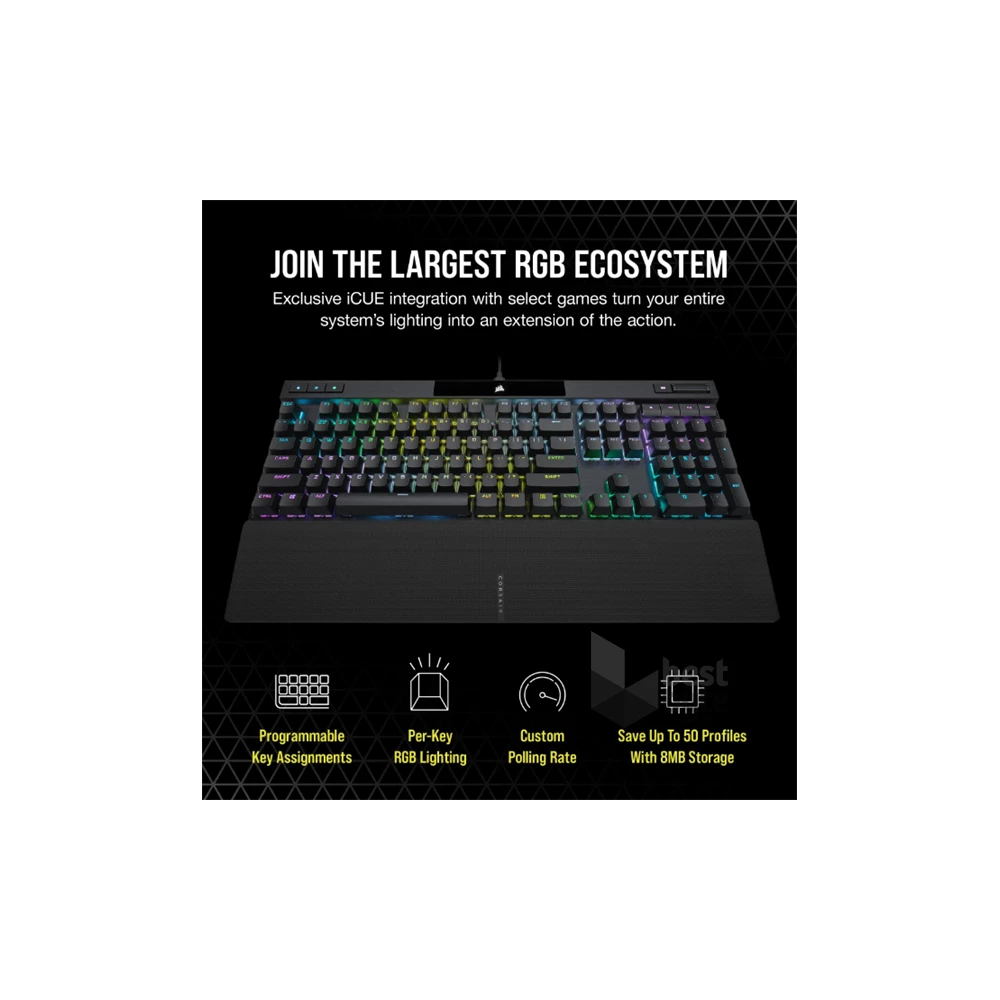 Corsair K70 RGB PRO CHERRY MX Red switch US vezetékes mechanikus szürke gamer billentyűzet