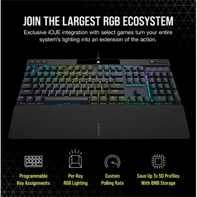 Corsair K70 RGB PRO CHERRY MX Red switch US vezetékes mechanikus szürke gamer billentyűzet