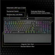 Corsair K70 RGB PRO CHERRY MX Red switch US vezetékes mechanikus szürke gamer billentyűzet