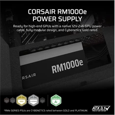 Corsair RM1000e 1000W ventillátorral moduláris dobozos tápegység