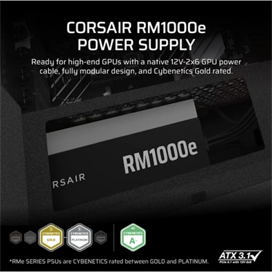 Corsair RM1000e 1000W ventillátorral moduláris dobozos tápegység