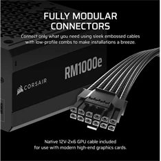 Corsair RM1000e 1000W ventillátorral moduláris dobozos tápegység
