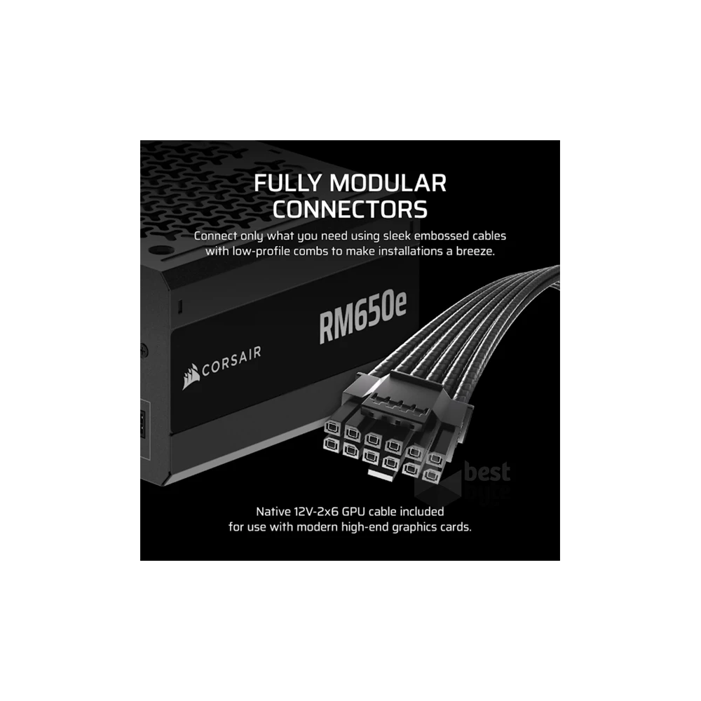 Corsair RM650e 650W ventillátorral moduláris dobozos tápegység