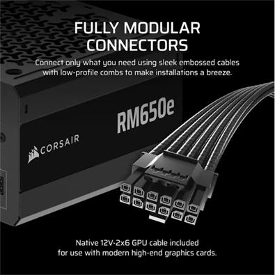 Corsair RM650e 650W ventillátorral moduláris dobozos tápegység