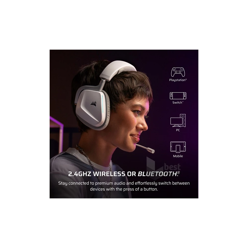 Corsair VOID v2 Dolby Atmos fehér vezeték nélküli gamer headset
