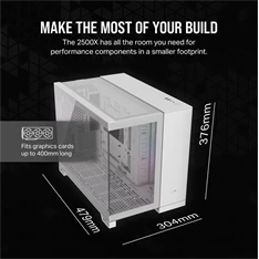 Corsair iCUE LINK 2500X RGB Dual Chamber fehér (táp nélküli) ablakos mATX ház