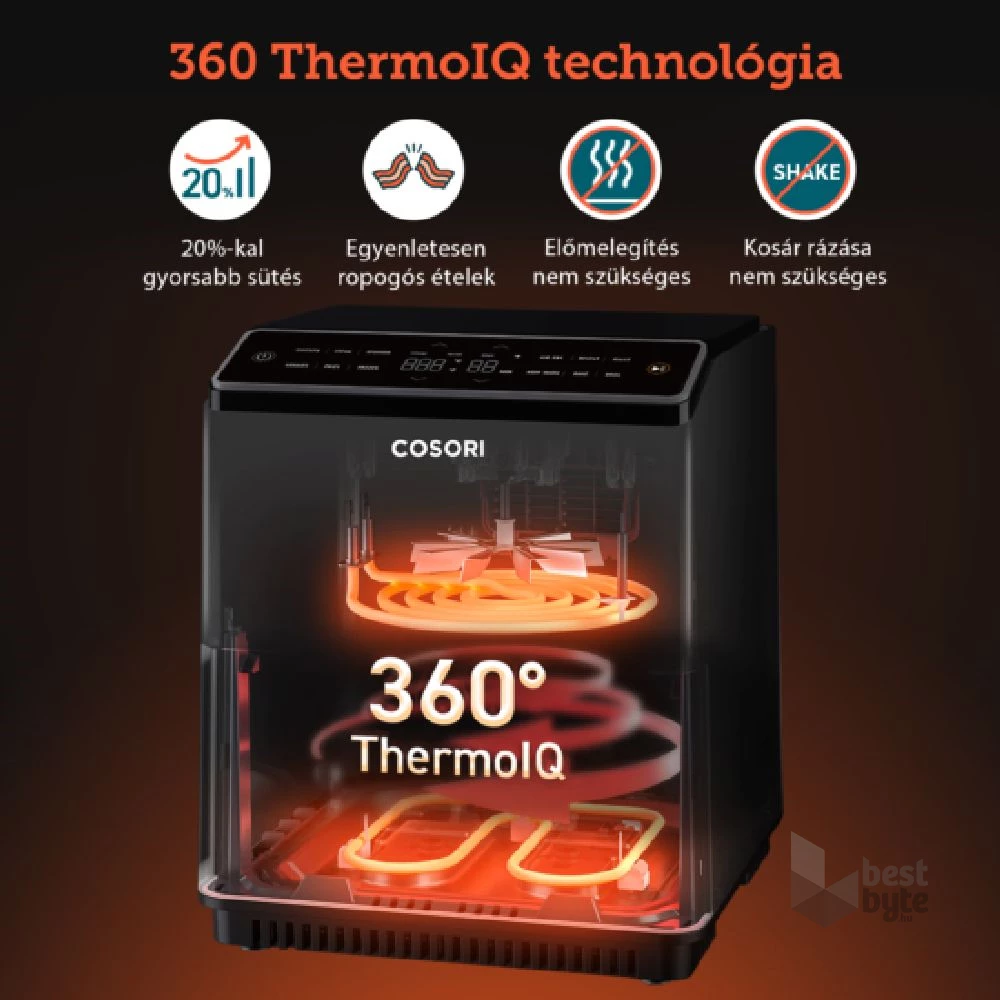 Cosori CAF-P681S-KEUR Dual Blaze sötétszürke 6,4 L forrólevegős sütő