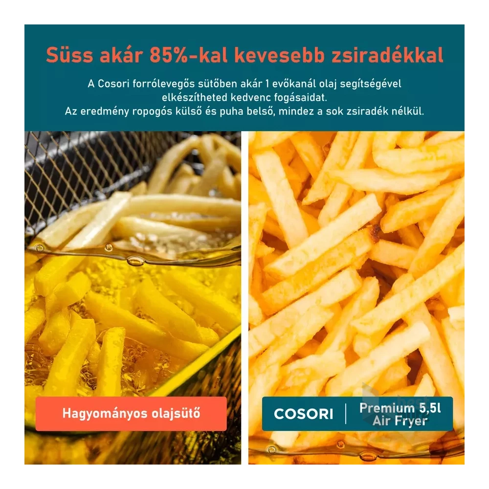 Cosori CP158-AF-RXB Premium fekete 5,5 L forrólevegős sütő