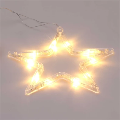 Csillag alakú 18x18cm/meleg fehér LED-es tapadókorongos fénydekoráció
