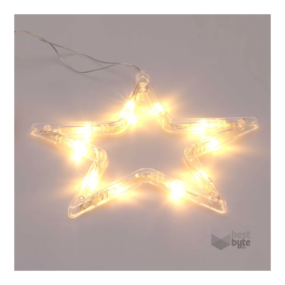 Csillag alakú 18x18cm/meleg fehér LED-es tapadókorongos fénydekoráció