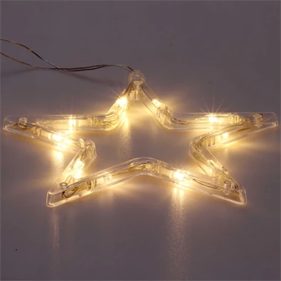 Csillag alakú 18x18cm/meleg fehér LED-es tapadókorongos fénydekoráció
