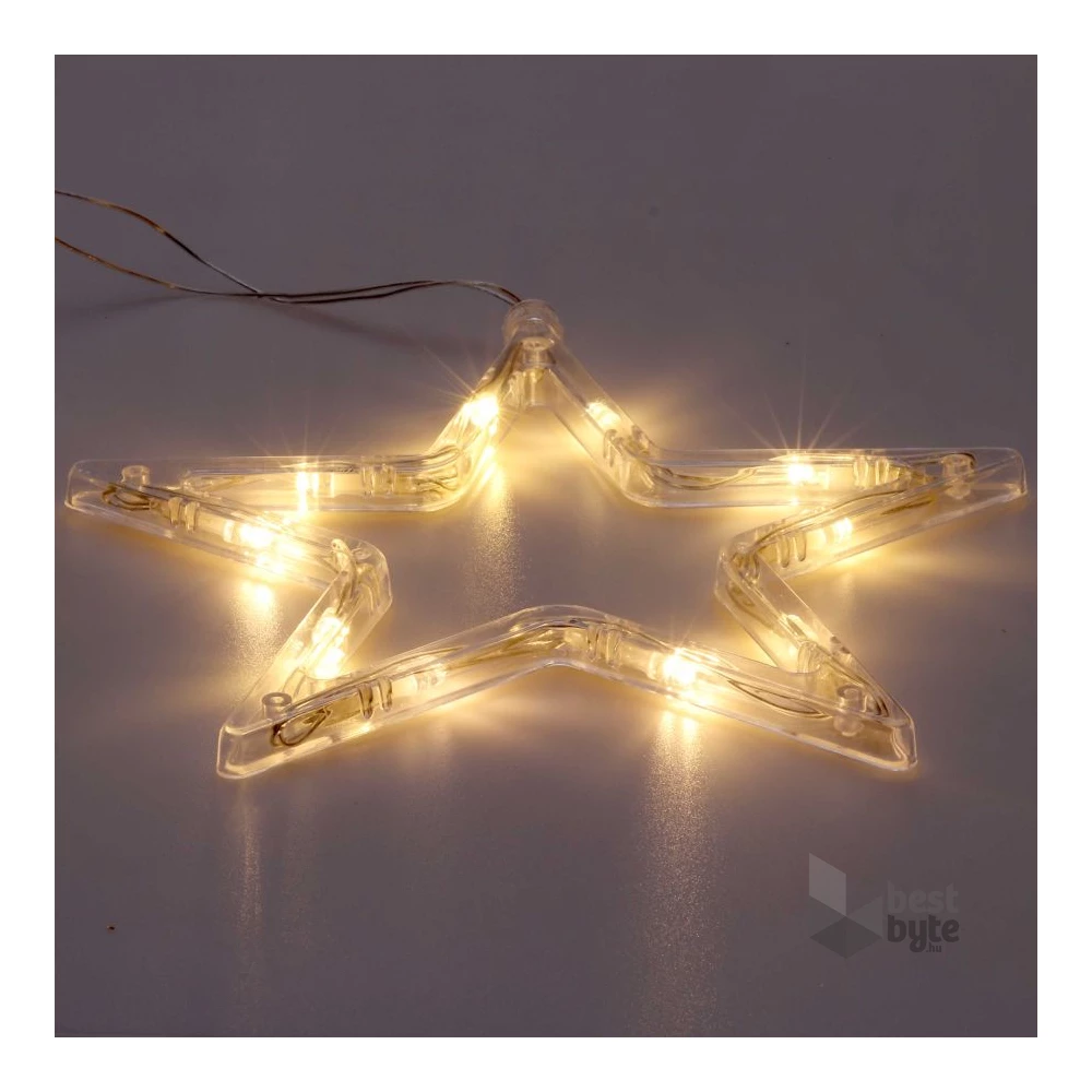 Csillag alakú 18x18cm/meleg fehér LED-es tapadókorongos fénydekoráció