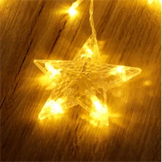 Csillag alakú fix fényű/2,5m/meleg fehér/12db LED-es USB-s fénydekoráció