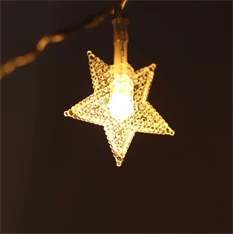 Csillag alakú fix fényű/3m/meleg fehér/10db LED-es USB-s fénydekoráció