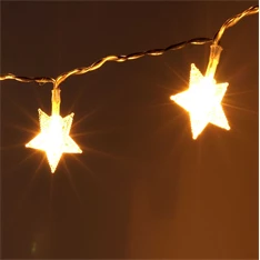 Csillag alakú fix fényű/6m/meleg fehér/40db LED-es/3xAA elemes fénydekoráció