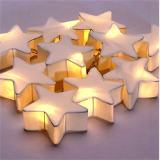 Csillag alakú papír 160cm/meleg fehér/10db LED-es/2xAA elemes fénydekoráció