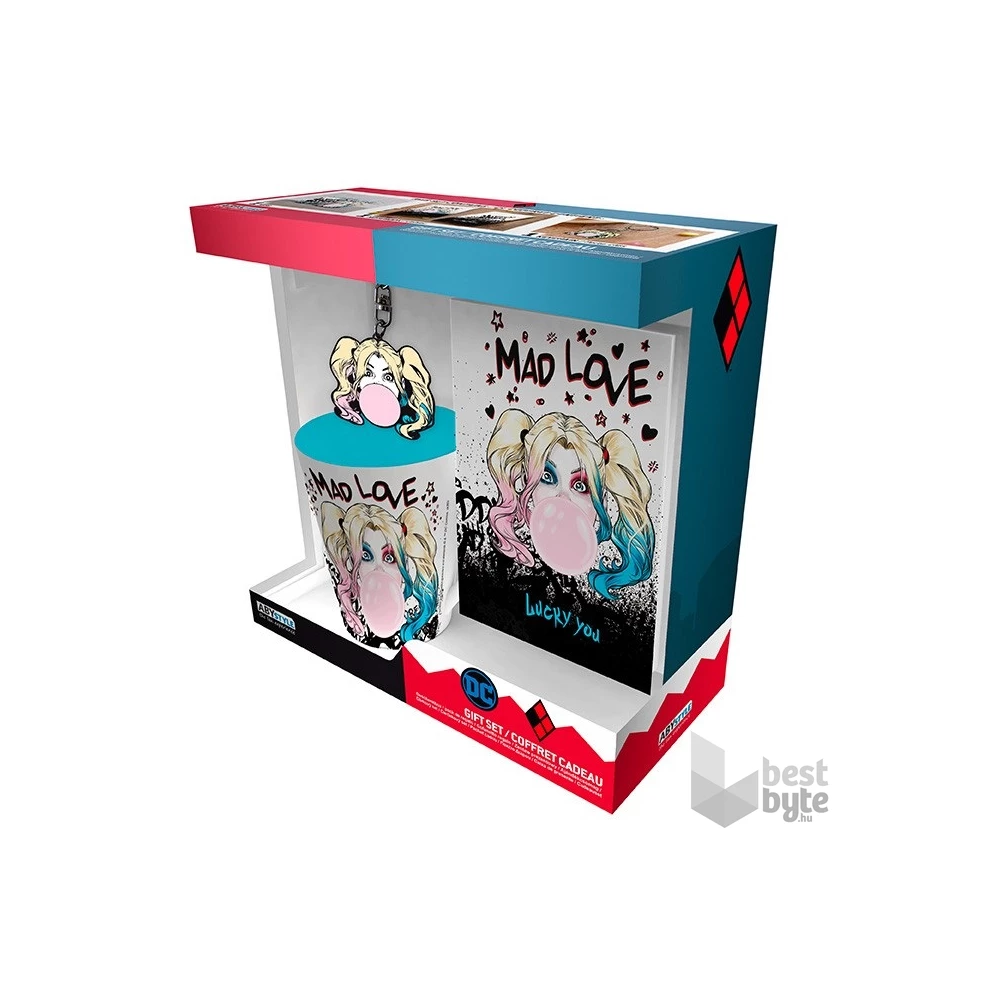 DC Comics "Harley Quinn Mad Love" 250 ml bögre + fém kulcstartó + füzet csomag
