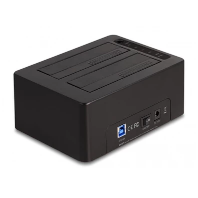 Delock 64187 USB 3.0 Dual Docking Station 2x SATA HDD/SSD klónozás és törlés funkció