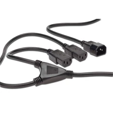 DIGITUS 250V 10A 2x IEC C13 csatlakozó IEC C14 dugó 1,8,m Y tápkábel