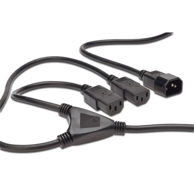 DIGITUS 250V 10A 2x IEC C13 csatlakozó IEC C14 dugó 1,8,m Y tápkábel