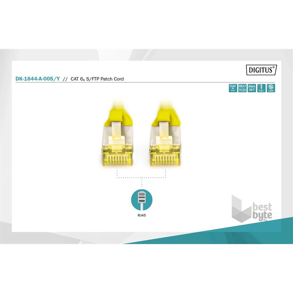 DIGITUS Cat.6A S/FTP LSZH 0,5m sárga patch kábel