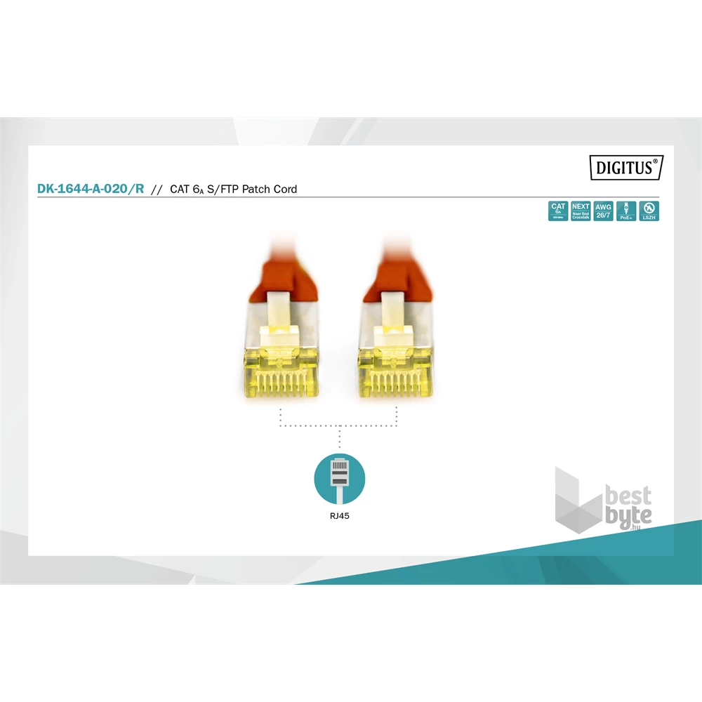 DIGITUS Cat.6A S/FTP LSZH 2m piros patch kábel