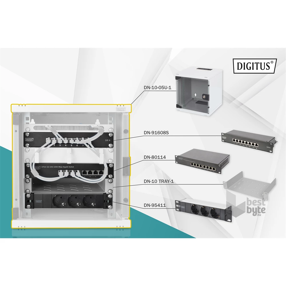 DIGITUS DN-10-SET-1 10" Komplett hálózati rack szekrény készlet