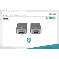 DIGITUS DS-55318 vezeték nélküli HDMI extender szett 50m (adó és vevőegység)