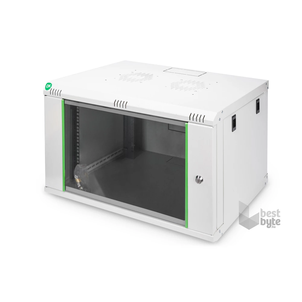 DIGITUS Dynamic Basic 19" 7U 389x600x450mm üvegajtós szürke fali rack szekrény