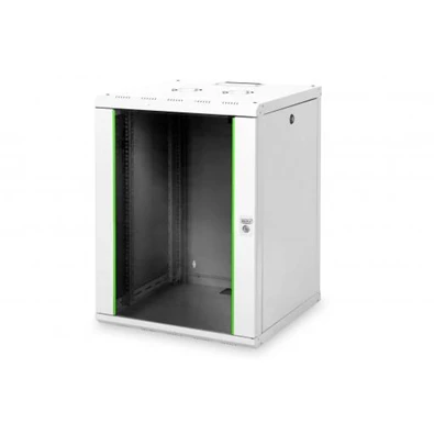 DIGITUS Rack Unique 19" 16U 820x600x600mm üvegajtós szürke fali rack szekrény